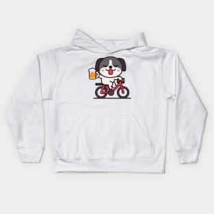 Super Cute Kawaii Dog on a Bike Kids Hoodie